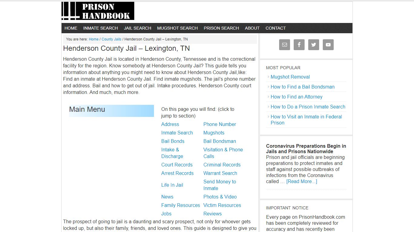 Henderson County Jail – Lexington, TN - Prison Handbook